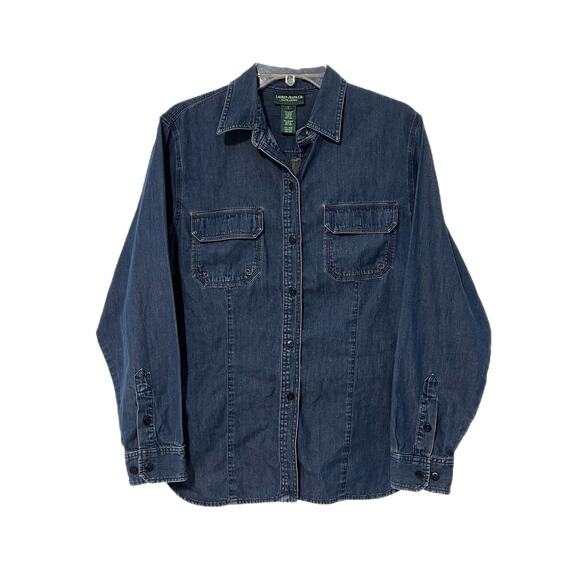 Ralph Lauren Tops - Vtg Ralph Lauren Jean Company Denim Shirt Large Button Down Long Sleeve Cotton